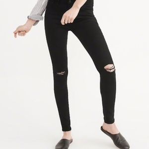 Abercrombie & Fitch Low Rise Ripped Black Jeans